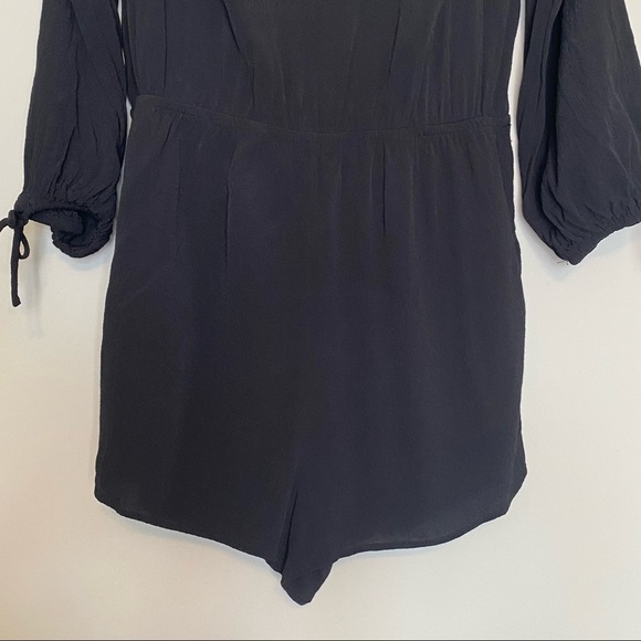 Shilla The Label Black Cold Shoulder Tie Back Shorts Romper, Size Medium - Picture 4 of 13